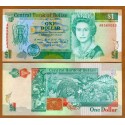 BELIZE 1 DOLAR 1990 ARRECIFE DE CORAL, PECES y REINA ISABEL II Pick 51 BILLETE SC Caribe $1 Dollars UNC BANKNOTE