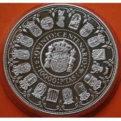 5 onzas x ESPAÑA 10000 PESETAS 1989 V CENTENARIO SERIE 1ª Cincuentin MONEDA DE PLATA ESTUCHE FNMT
