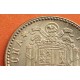 @MUY RARA NUEVA@ ESPAÑA 1 PESETA 1953 * 19 54 FRANCISCO FRANCO KM.775 MONEDA DE LATON SC Alguna Imperfección