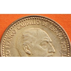 @MUY RARA NUEVA@ ESPAÑA 1 PESETA 1953 * 19 54 FRANCISCO FRANCO KM.775 MONEDA DE LATON SC Alguna Imperfección