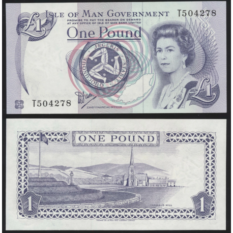 @ESCASO@ ISLA DE MAN 1 LIBRA 1983 ISABEL II Firma DAWSON Pick 40.A BILLETE SC Isle of Man 1 Pound