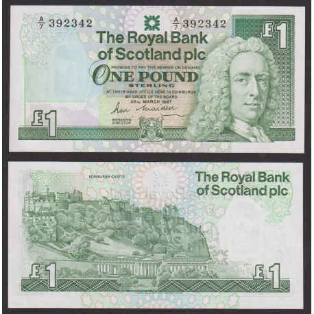 ESCOCIA 1 LIBRA 1987 THE ROYAL BANK OF SCOTLAND LORD LAY CASTILLO DE EDINBURGO Pick 346 BILLETE SC 1 Pound