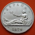 ESPAÑA 5 PESETAS 1870 * 18 70 SNM GOBIERNO PROVISIONAL DAMA SENTADA KM.655 MONEDA DE PLATA (DURO) Spain silver R/4