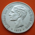 ESPAÑA 5 PESETAS 1878 * 18 78 DEM REY ALFONSO XII KM.676 MONEDA DE PLATA (DURO) Spain silver R/1
