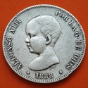 ESPAÑA 5 PESETAS 1888 * 18 88 MPM REY ALFONSO XIII KM.689 MONEDA DE PLATA (DURO) Spain silver R/3
