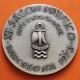 @RARA@ ESPAÑA 1973 SALÓN NAÚTICO DE BARCELONA - BARCO VELERO MEDALLA DE PLATA 58 gramos 50 mm