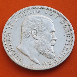 . @PRECIOSA@ REINO DE WUERTTEMBERG Alemania 3 MARCOS 1914 F WILHELM II KM.635 MONEDA DE PLATA Germany Deutsches Reich DREI MARK