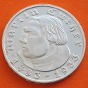 . @ESPECTACULAR@ ALEMANIA 2 MARCOS 1933 D MARTIN LUTHER KM.79 III REICH NAZI @RARA@ MONEDA DE PLATA 2 Reichsmark silver
