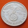 . @PRECIOSA@ ALEMANIA 5 MARCOS 1938 A AGUILA y ESVASTICA NAZI III REICH KM.94 MONEDA DE PLATA @LUJO@ Germany 5 Reichsmark