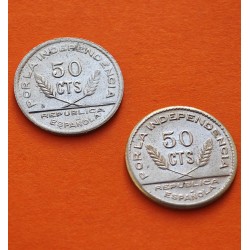 . 1 Moneda @LUJO@ x SANTANDER PALENCIA y BURGOS 50 CENTIMOS 1937 TRABAJADOR NICKEL España GUERRA CIVIL Ref/5