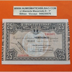 . @LUJO@ BILBAO 25 PESETAS 1937 CAJA DE AHORROS VIZCAINA Sin Serie 246908 Pick S.563 BILLETE SIN CIRCULAR Euskadi
