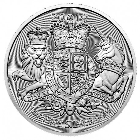 . @VER FOTOS@ 1º AÑO DE EMISIÓN x INGLATERRA 2 LIBRAS 2019 LEON y UNICORNIO MONEDA DE PLATA 2 Pounds silver ROYAL ARMS Onza Oz