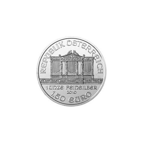 AUSTRIA 1,50 EUROS 2010 FILARMONICA MONEDA DE PLATA PURA 999 SC 1 ONZA OZ OUNCE Österreich silver Philharmonic EURO