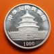 CHINA 10 YUAN 1990 OSO PANDA y PAGODA @FECHA GRANDE@ MONEDA DE PLATA SC 1 OZ ONZA OUNCE silver coin BIG DATE