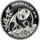 CHINA 10 YUAN 1990 OSO PANDA y PAGODA @FECHA GRANDE@ MONEDA DE PLATA SC 1 OZ ONZA OUNCE silver coin BIG DATE