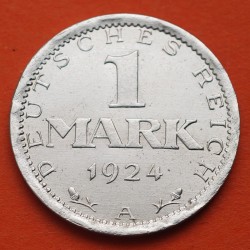 ALEMANIA 1 MARCO 1924 A ÁGUILA - República del WEIMAR KM.42 MONEDA DE PLATA MBC+ Germany 1 Mark