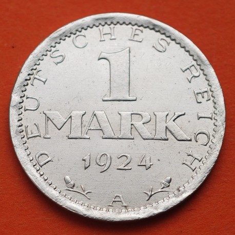 ALEMANIA 1 MARCO 1924 A ÁGUILA - República del WEIMAR KM.42 MONEDA DE PLATA MBC+ Germany 1 Mark