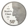 . 0,74 ONZAS x HOLANDA 50 GULDEN 1991 REINA BEATRIZ & CLAUS BODAS DE PLATA KM.215 MONEDA PROOF ESTUCHE The Netherlands