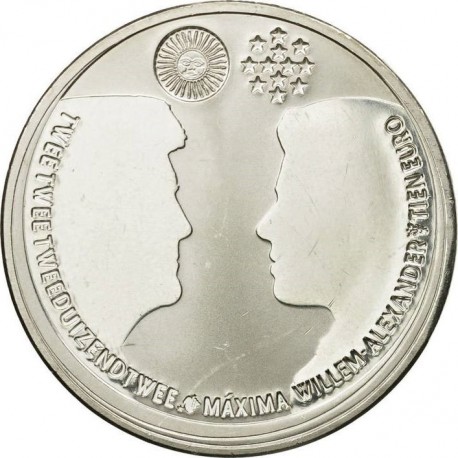 HOLANDA 10 EUROS 2002 BODA REAL DEL PRINCIPE GUILLERMO y MAXIMA MONEDA DE PLATA SC ROYAL WEDDING 0,53 ONZAS