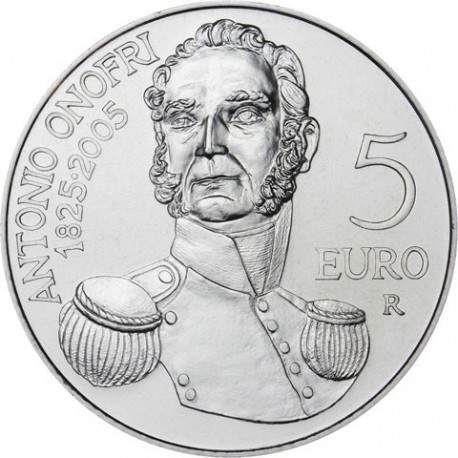 . SAN MARINO 5 EUROS 2005 ANTONIO ONOFRI MONEDA DE PLATA SC 18 grs Ley 925 0,53 ONZAS