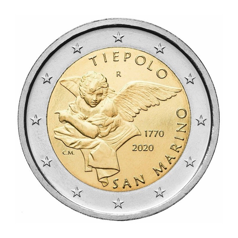 .SAN MARINO 2 EUROS 2020 PINTOR GIAMBATTISTA TIEPOLO 250 AÑOS DE SU MUERTE SC @RARA@ 2ª MONEDA CONMEMORATIVA ESTUCHE