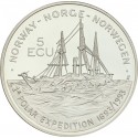 NORUEGA 5 ECU 1993 BARCO EN LA 1ª EXPEDICIÓN AL CIRCULO POLAR ARTICO KM.X.11 MONEDA DE NICKEL SC- Norway