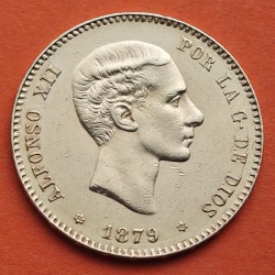 . ESPAÑA 25 PESETAS 1879 * 18 79 DEM Rey ALFONSO XII KM.673 MONEDA DE ORO EBC ALFONSINA Spain gold coin