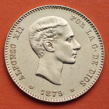 . ESPAÑA 25 PESETAS 1879 * 18 79 DEM Rey ALFONSO XII KM.673 MONEDA DE ORO EBC ALFONSINA Spain gold coin