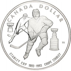 CANADA 1 DOLAR 1993 STANLEY CUP HOCKEY SOBRE HIELO KM.235 MONEDA DE PLATA PROOFLIKE Silver $1 Dollar