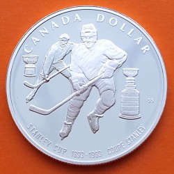 CANADA 1 DOLAR 1993 STANLEY CUP HOCKEY SOBRE HIELO KM.235 MONEDA DE PLATA PROOFLIKE Silver $1 Dollar