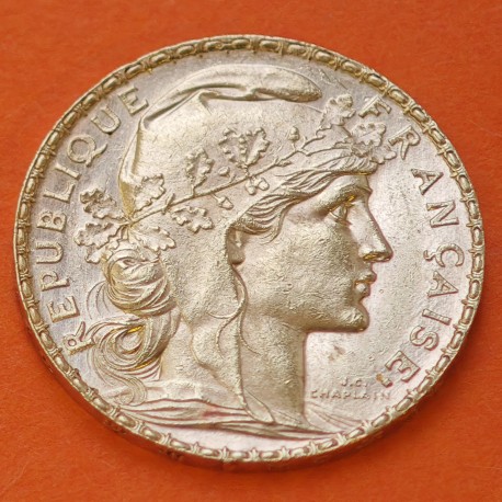 . FRANCIA 20 FRANCOS 1914 MARIANNE y GALLO KM.857 MONEDA DE ORO SC- France gold coin