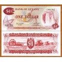 GUYANA 1 DOLAR 1989 CATARATAS KAIETEUR y AGRICULTORES Pick 21F BILLETE SC 1 Dollar UNC BANKNOTE