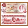 GUYANA 1 DOLAR 1989 CATARATAS KAIETEUR y AGRICULTORES Pick 21F BILLETE SC 1 Dollar UNC BANKNOTE