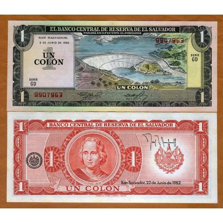 EL SALVADOR 1 COLON 1982 PRESA HIDROELECTRICA y CRISTOBAL COLON Pick 133A BILLETE SC UNC BANKNOTE