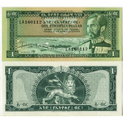 @RARO@ ETIOPIA 1 DOLAR 1966 HAILE SELASJE LEON Pick 25A BILLETE SC Ethiopia 1 Dollar UNC BANKNOTE