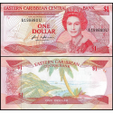 . @RARO@ ANGUILLA - Estados del Caribe Oriental 1 DOLAR 1988 ISABEL II e ISLA Pick 21U BILLETE SC EAST CARIBBEAN STATES
