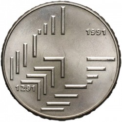 . @ESCASA@ SUIZA 20 FRANCOS 1991 CONFEDERACION HELVETICA 700 ANIVERSARIO KM.70 MONEDA DE PLATA SC Switzerland