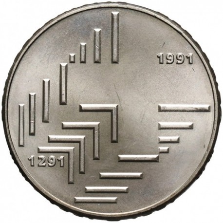 . @ESCASA@ SUIZA 20 FRANCOS 1991 CONFEDERACION HELVETICA 700 ANIVERSARIO KM.70 MONEDA DE PLATA SC Switzerland