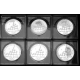 . @3,57 ONZAS - 6 monedas@ ITALIA 5 EUROS + 10 EUROS 2005 OLIMPIADA DE INVIERNO TORINO 2006 PLATA PROOF