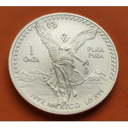 MEXICO 1 ONZA 1992 ANGEL LIBERTAD MONEDA DE PLATA PURA SC Mejico silver coin OZ OUNCE CÁPSULA