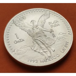 MEXICO 1 ONZA 1992 ANGEL LIBERTAD MONEDA DE PLATA PURA SC Mejico silver coin OZ OUNCE CÁPSULA