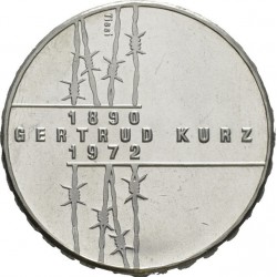 SUIZA 20 FRANCOS 1992 GERTRUD KURZ y ALAMBRE DE ESPINO KM.72 MONEDA DE PLATA SC- Switzerland silver