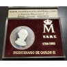 @0,80 ONZAS@ ESPAÑA 2 medallas FNMT 1988 BICENTENARIO DE CARLOS III PLATA LATON 2000 Pesetas ESTUCHE CERTIFICADO