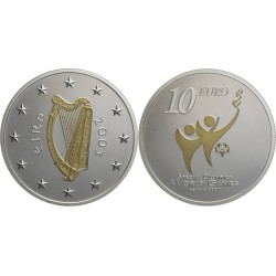 @BAÑO DE ORO@ IRLANDA 10 EUROS 2003 PARAOLIMPIADA MONEDA DE PLATA PROOF Ireland Eire 0,85 ONZAS