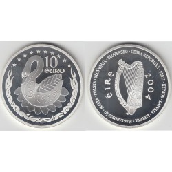 IRLANDA 10 EUROS 2004 AMPLIACIÓN DE LA UNIÓN EUROPEA KM.42 MONEDA DE PLATA PROOF Ireland Eire silver coin 0,85 ONZAS