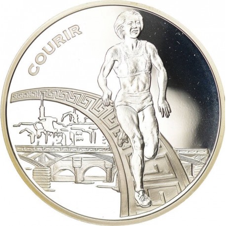 FRANCIA 1,50 EUROS 2003 CORREDOR MUNDIAL DE ATLETISMO KM.1996 MONEDA DE PLATA PROOF 1-1/2 Courir 0,65 ONZAS