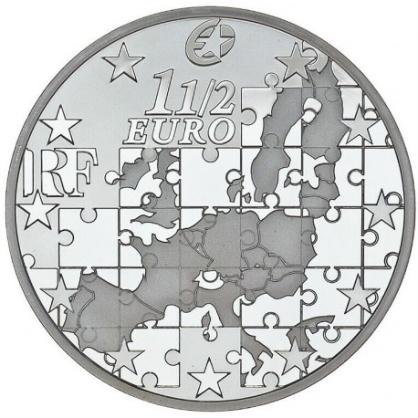 FRANCIA 1,50 EUROS 2004 EUROPA Alegoría INTRODUCCIÓN AL EURO KM.1301 MONEDA DE PLATA PROOF France 0,65 ONZAS