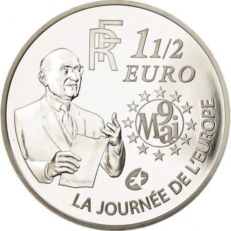 FRANCIA 1,50 EUROS 2006 EUROPA - ROBERT SCHUMAN KM.2037 MONEDA DE PLATA PROOF France 0,65 ONZAS