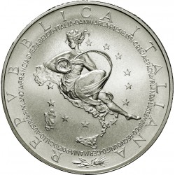 ITALIA 10 EUROS 2003 DAMA PRESIDENCIA DE UNIÓN EUROPEA KM.259 MONEDA DE PLATA SC 0,65 ONZAS