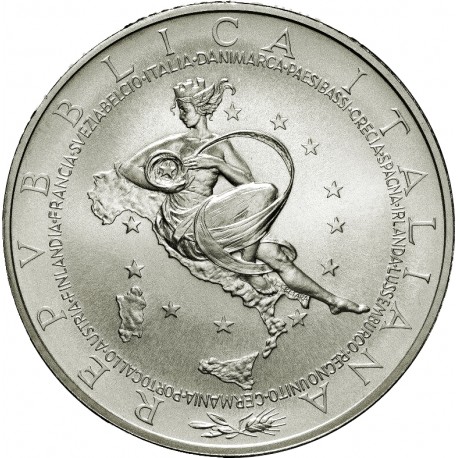 ITALIA 10 EUROS 2003 DAMA PRESIDENCIA DE UNIÓN EUROPEA KM.259 MONEDA DE PLATA SC 0,65 ONZAS